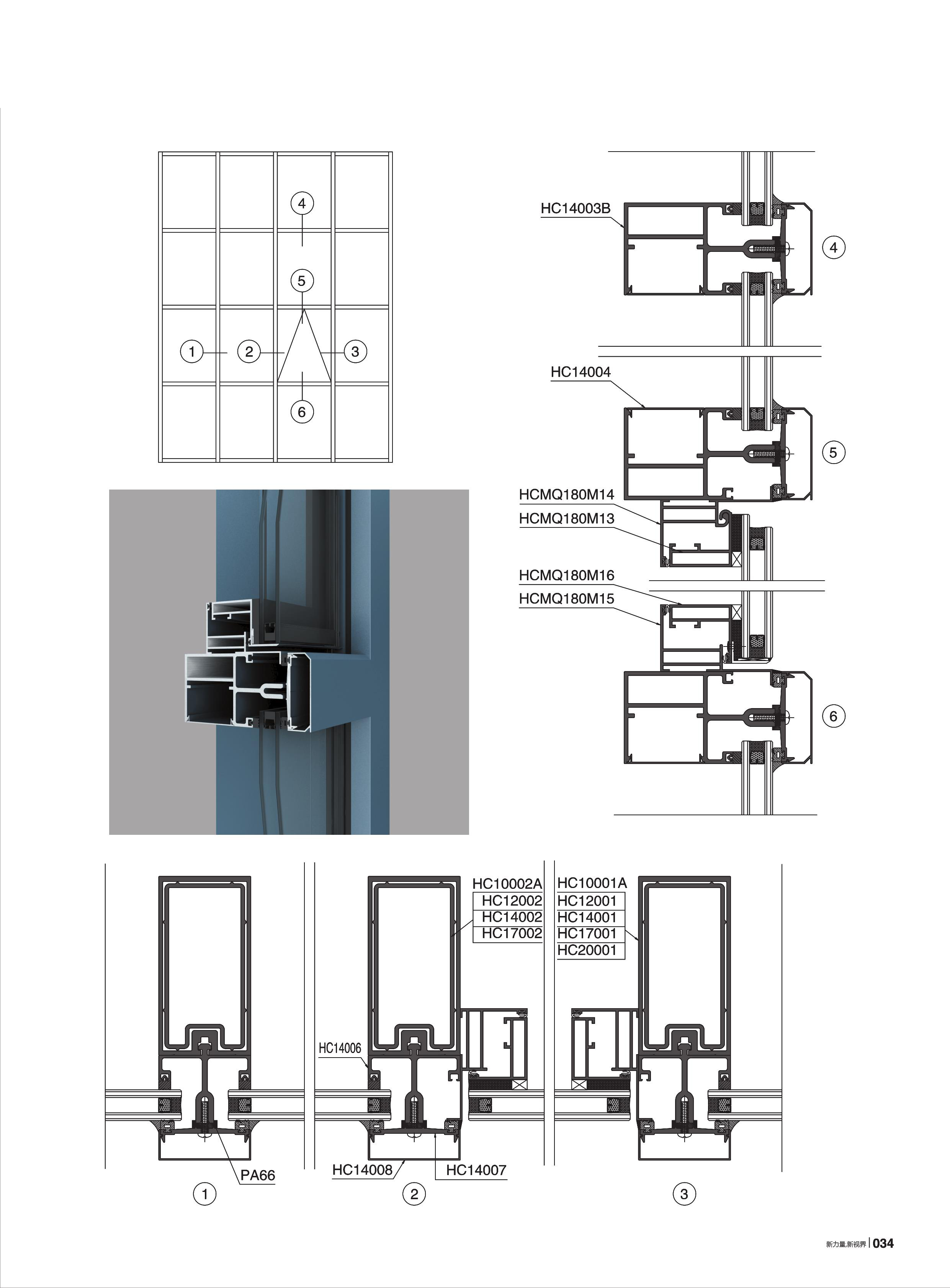 HC100、120、140、170、200系列明框幕墻(72寬)